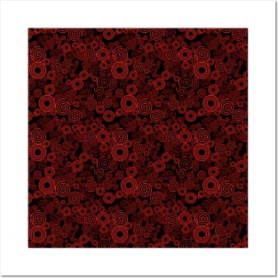 Red and Black Spiral Pattern Posters and Art